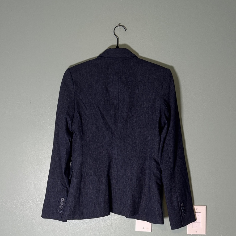 Express Navy Textured Notch-Lapel Blazer - Picture 6 of 6